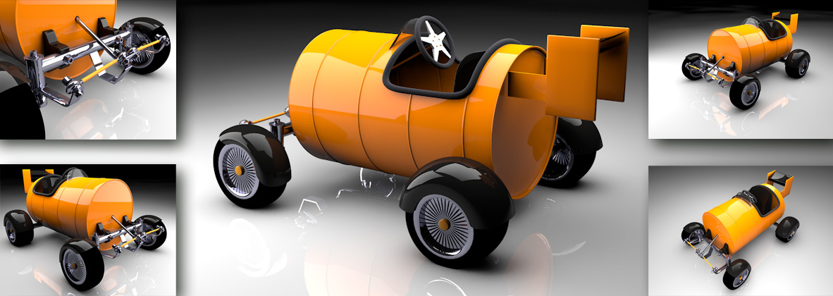 3D modeling barrel based race-car